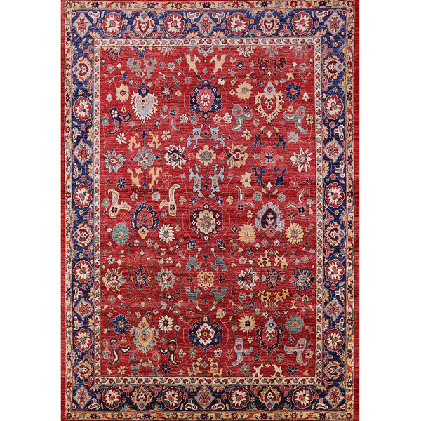 Foundry Select Machine Woven Power Loomed Red Blue Beige Rug Wayfair